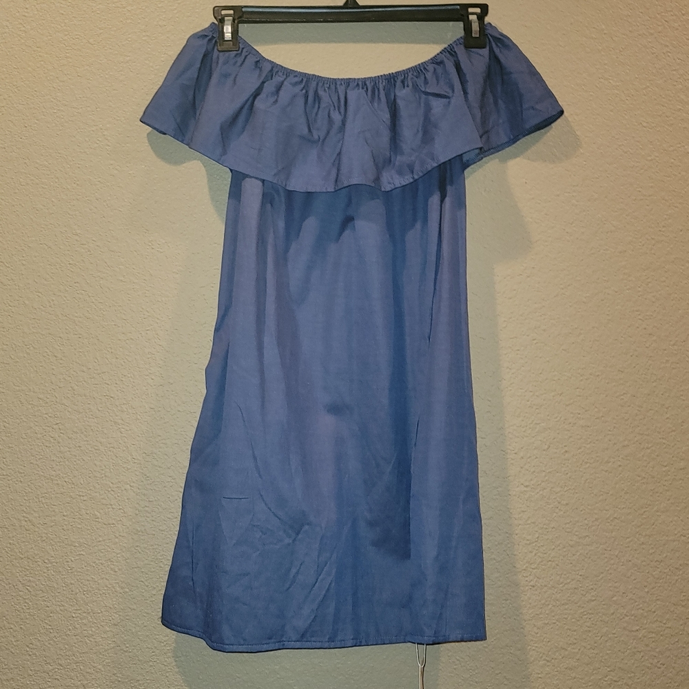 Blue Off Shoulder Dress